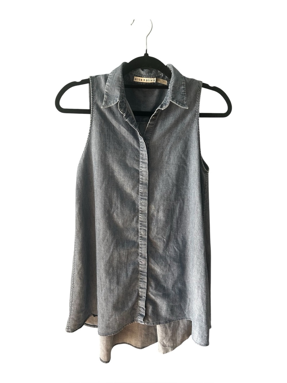 Alice + Olivia Anisa Sleeveless Chambray High-Low Tunic Top XS